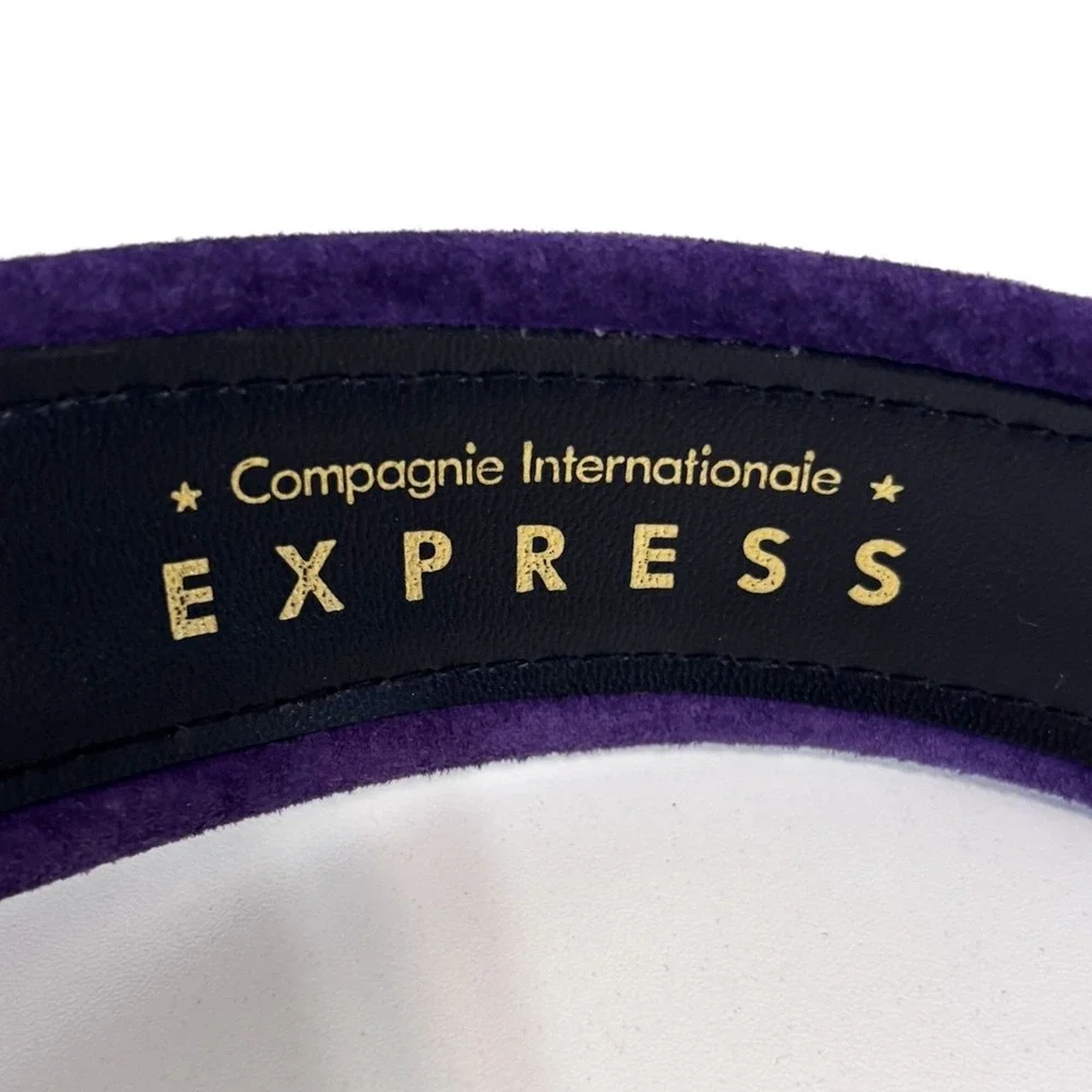 EXPRESS Vintage 80s Suede Belt Small Purple Gold Statement Chunky Wide Leather